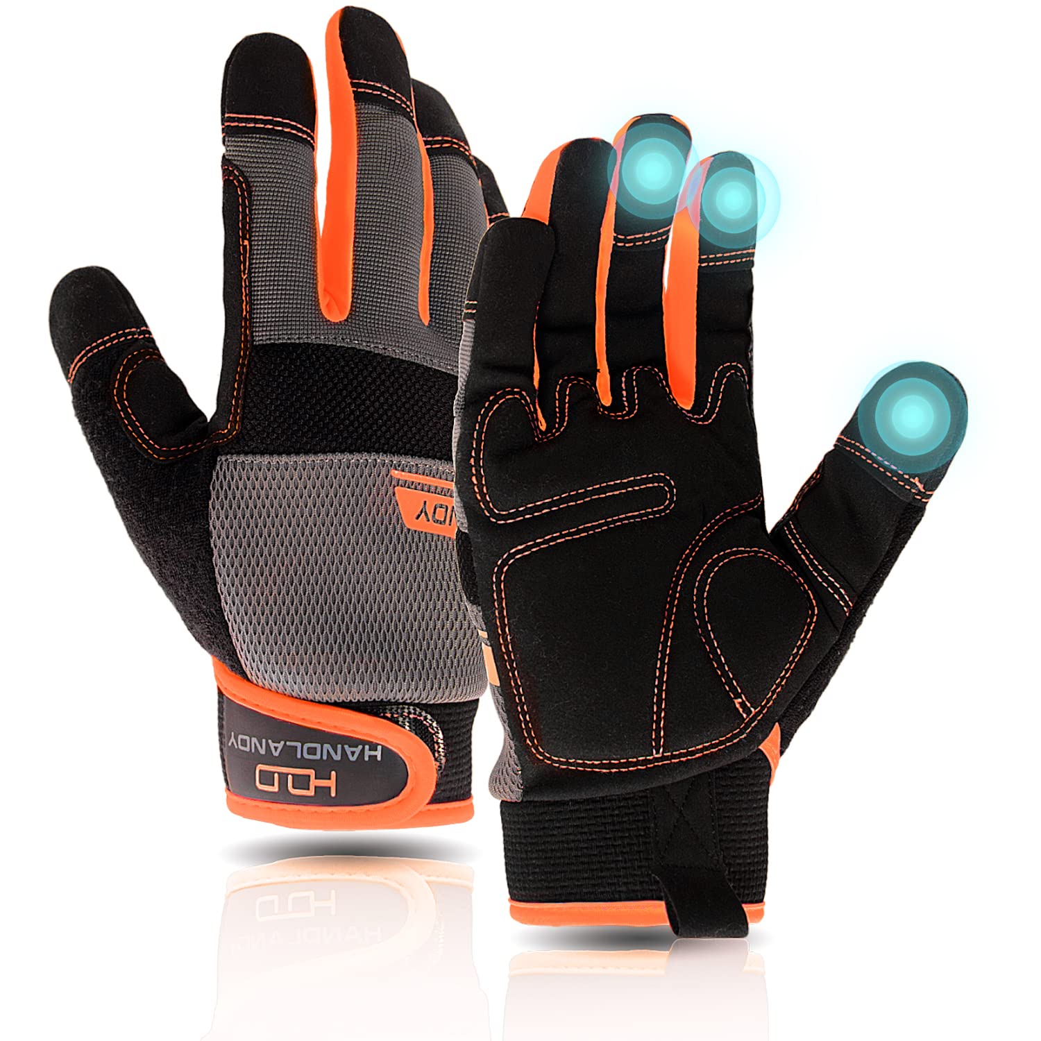 AIGEVTURE Safety Work Gloves Mens & Women, Light Duty Mechanic Gloves Touch Screen, Gardening Work Gloves with Grip,High Dexterity