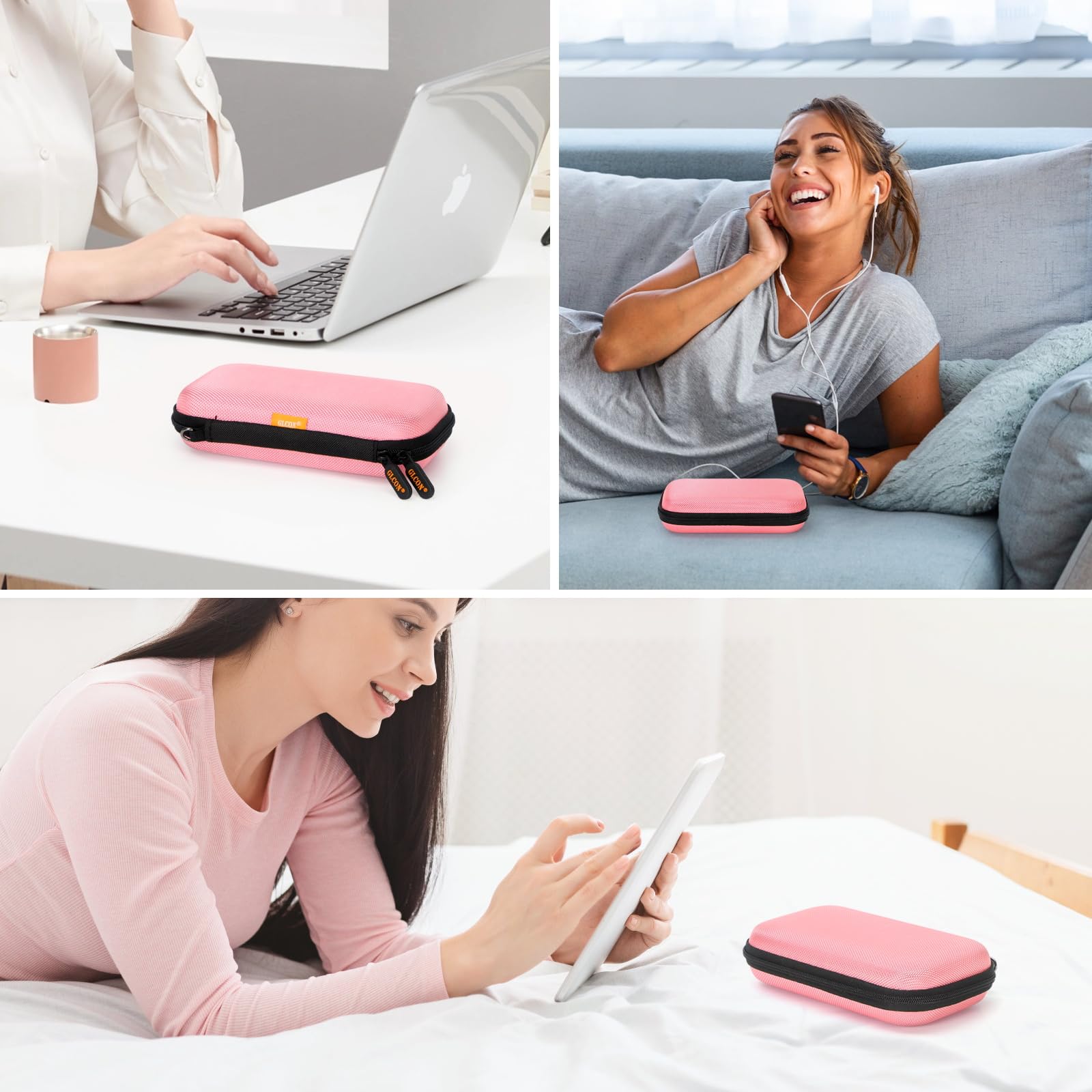 External Hard Drive Case - GLCON Shockproof EVA Carrying Case for WD My Passport Element Seagate Expansion Backup Toshiba 1TB 2TB 4TB - High Protection Portable Travel Electronic Power Bank Bag