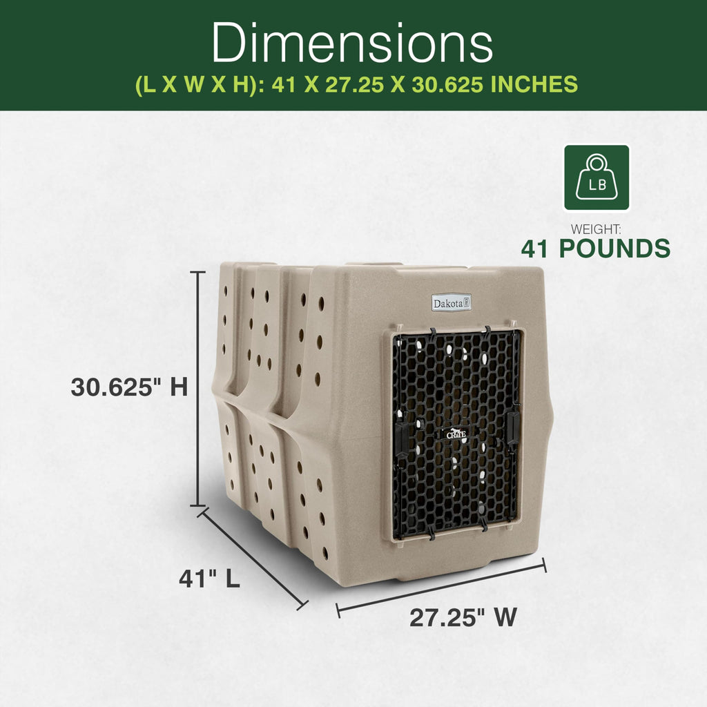 Dakota 283 Canine Rough and Tough Economy Dog Crate w/ Removable Two-Way Door - Heavy Duty Outdoor Kennel for Medium Breed Dogs (Coyote Granite, Intermediate)