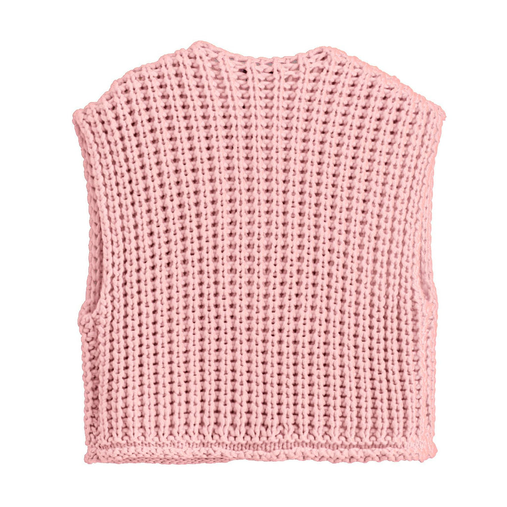 KEOMUD Women's Sleeveless Cropped Knit Cardigan Casual Button Down Crochet Sweater Vest Tops with Pockets