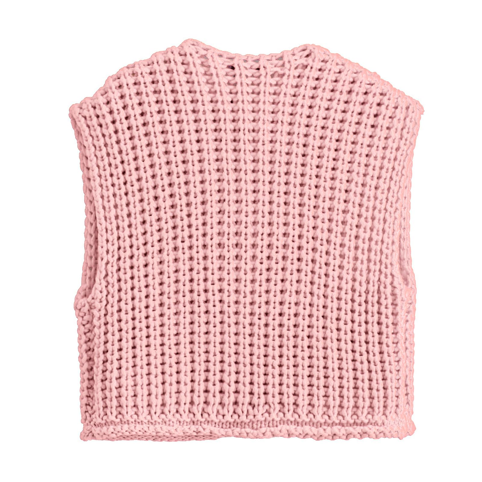 KEOMUD Women's Sleeveless Cropped Knit Cardigan Casual Button Down Crochet Sweater Vest Tops with Pockets