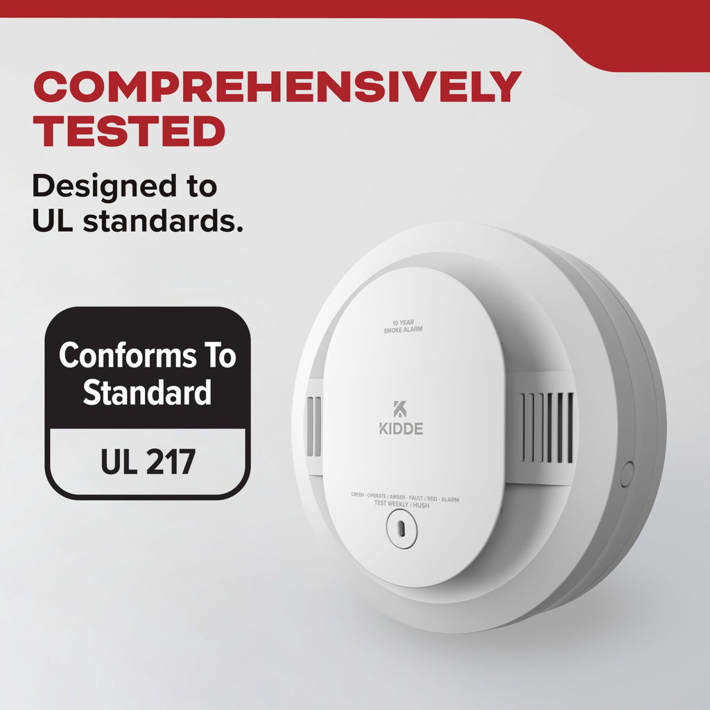 Kidde Smoke Detector, 10-Year Battery Powered, with Voice Alerts, LED Status Lights, 85 dB Alarm, 5-inches, 20SD10-V, 1 Pack