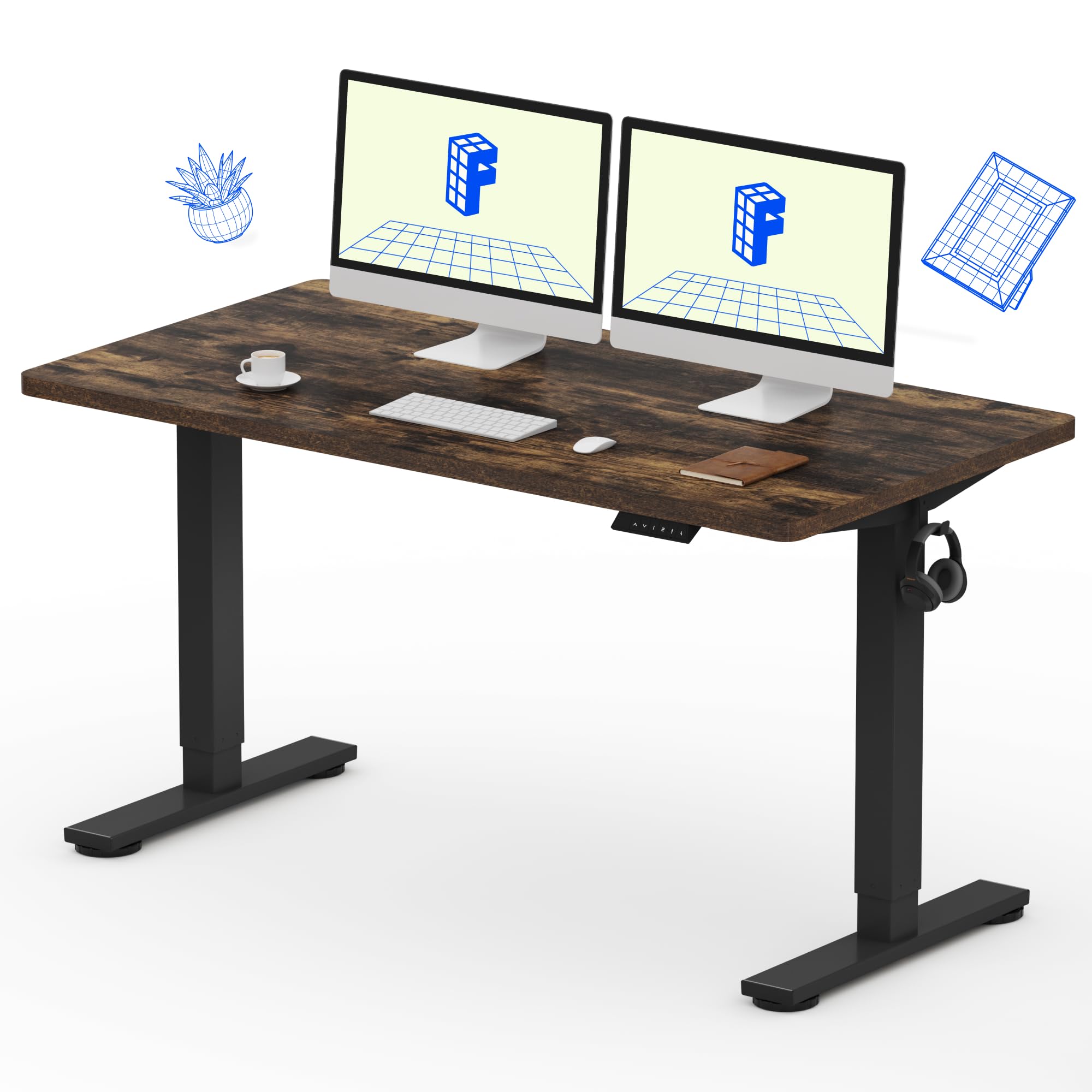 FLEXISPOT EN1 One-Piece Standing Desk, Electric Adjustable with 4 Memory Presets, 176 LBS Capacity, Stable & Quiet, Seamless Desktop for Home Office & Dual Monitors, 40"x24" Black