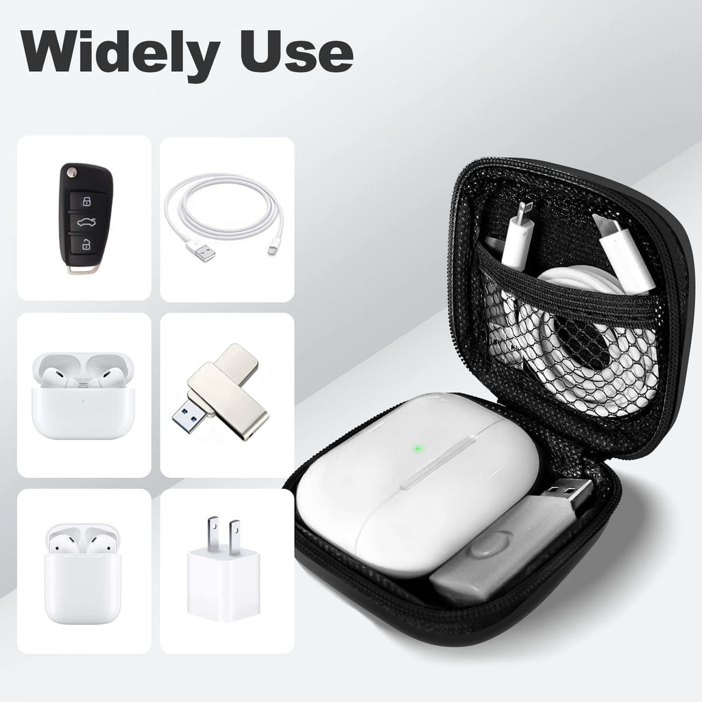 2Pack Oval Earbud Case Portable EVA Carrying Case Storage Bag Cell Phone Accessories Organizer with Carabiner for Earphone, Earbud, Earpieces, SD Memory Card, Camera Chips, Black/Purple
