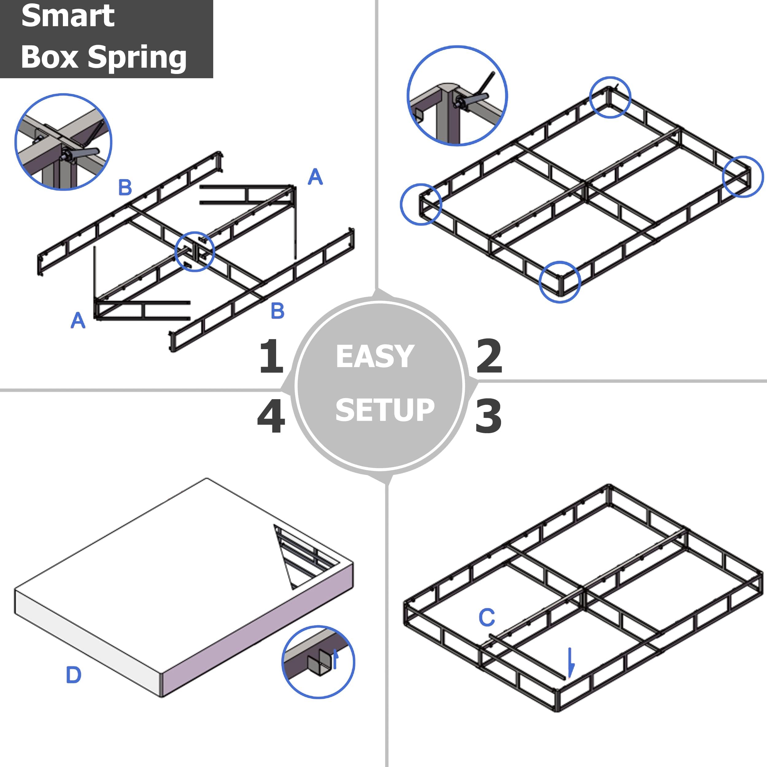 HUEIIS Box Spring Twin Size, 7 Inch Low Profile Metal Frame Mattress Foundation, 3000 lbs Heavy Duty Boxspring with Fabric Cover, Easy Assembly, Noise Free, Non-Slip