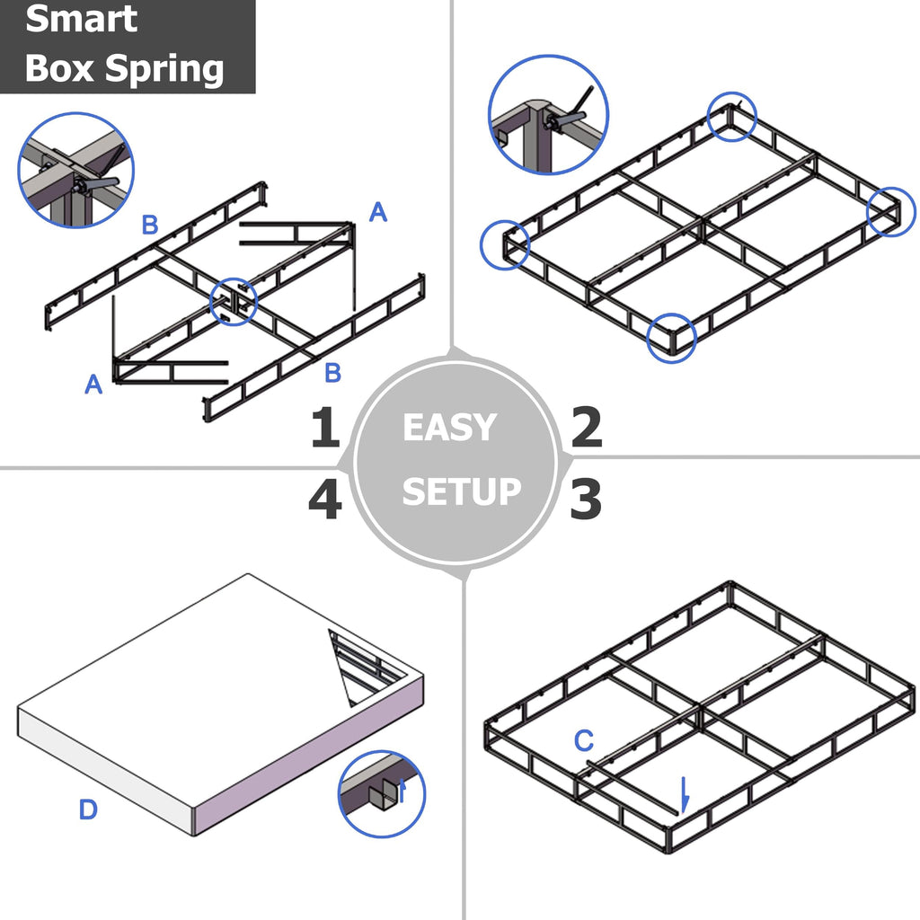 HUEIIS Box Spring Twin Size, 7 Inch Low Profile Metal Frame Mattress Foundation, 3000 lbs Heavy Duty Boxspring with Fabric Cover, Easy Assembly, Noise Free, Non-Slip