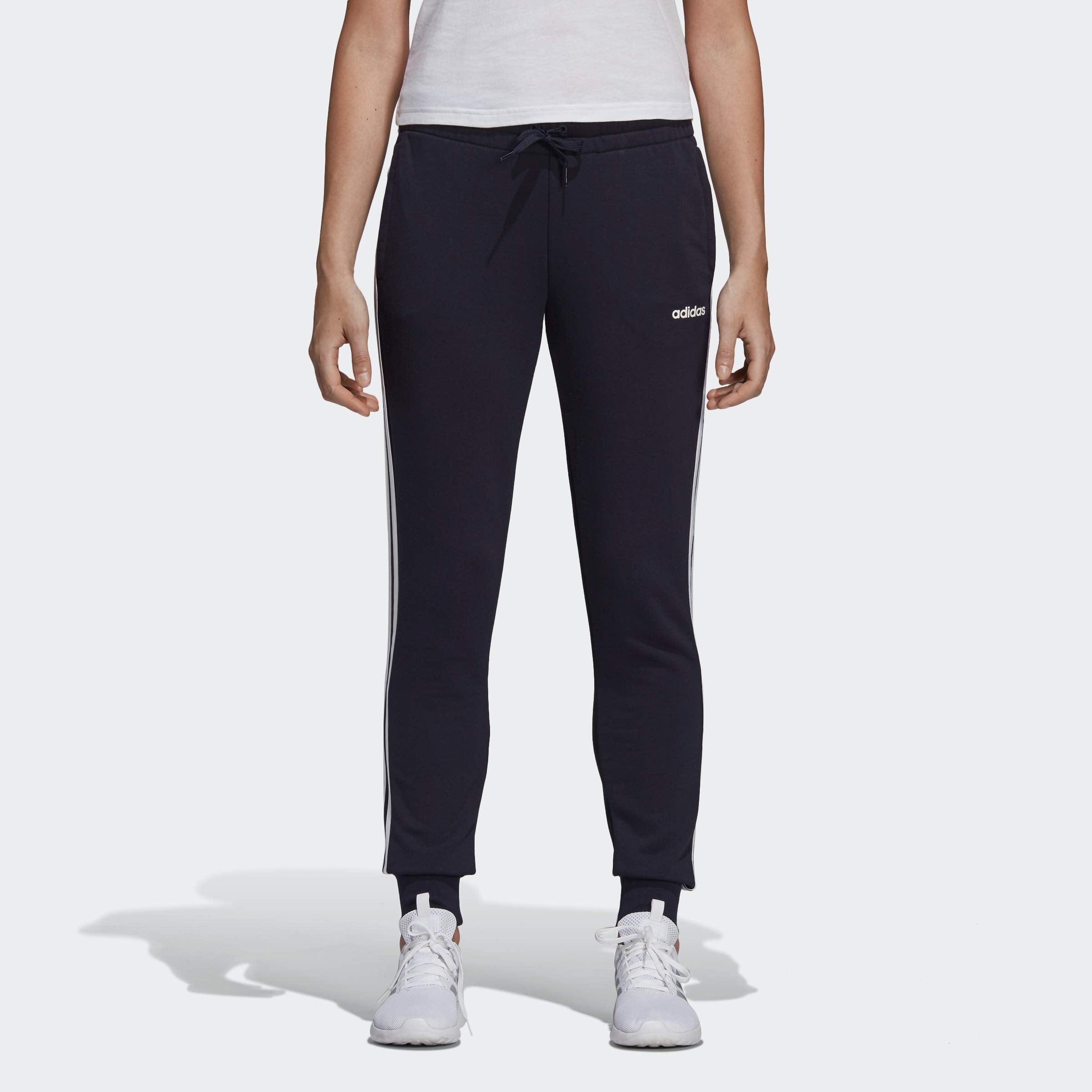adidas Womens 3-Stripes Drawstring Sweatpants Training Casual - Black