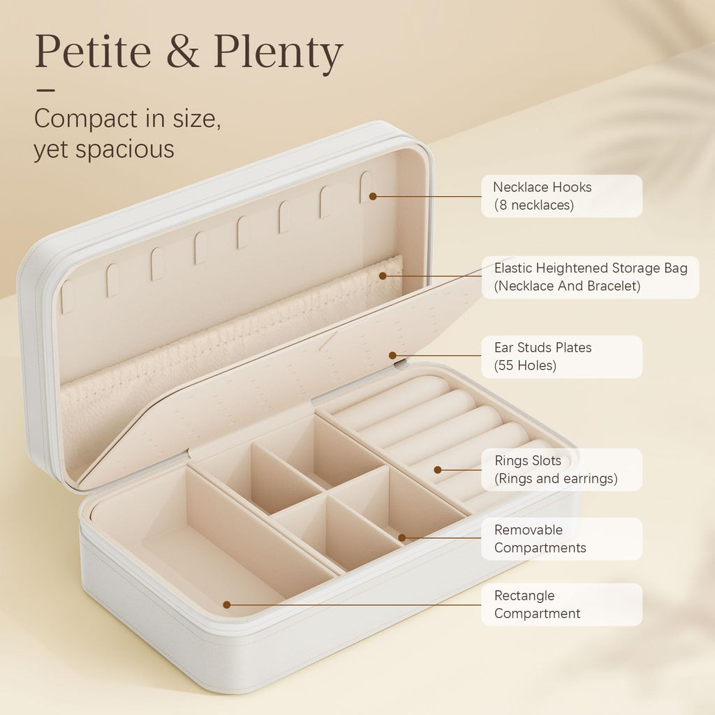 DesignSter Travel Jewelry Box, PU Leather Portable Jewelry Case, Small Jewelry Boxes for Gifts, Travel Jewelry Organizer for Women Rings Earrings Necklaces Bracelets (Avocado Green)