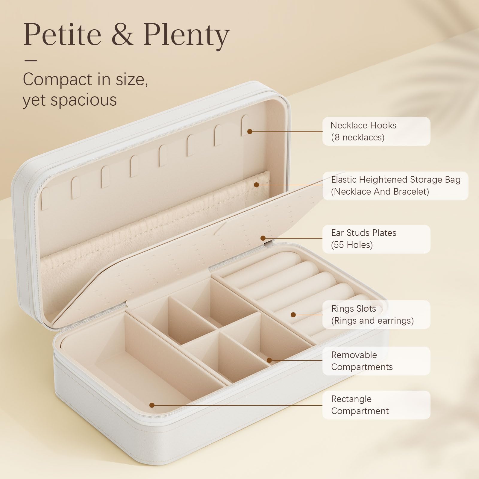 DesignSter Travel Jewelry Box, PU Leather Portable Jewelry Case, Small Jewelry Boxes for Gifts, Travel Jewelry Organizer for Women Rings Earrings Necklaces Bracelets (Avocado Green)