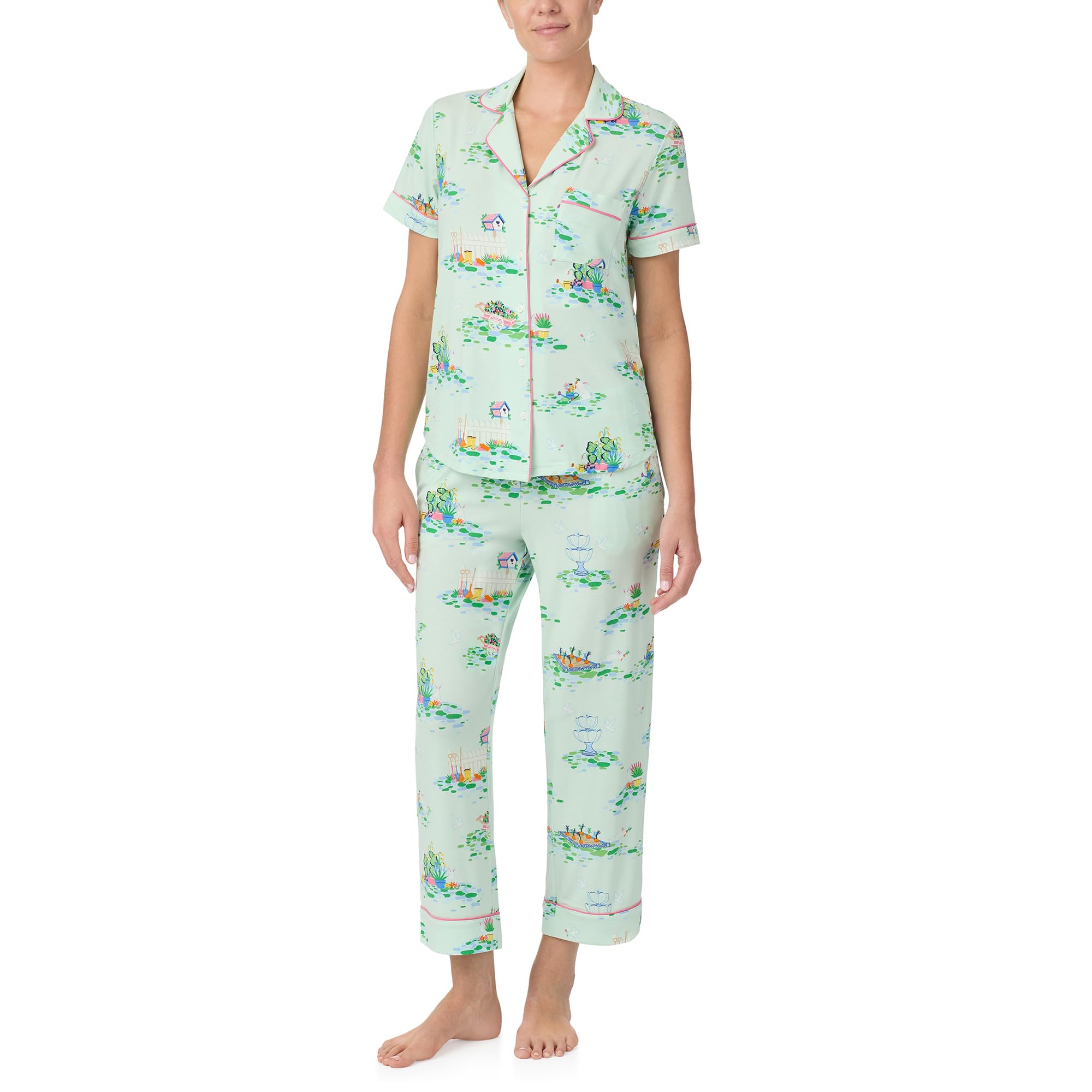 kate spade new york Short Sleeve Cropped Pant PJ Set