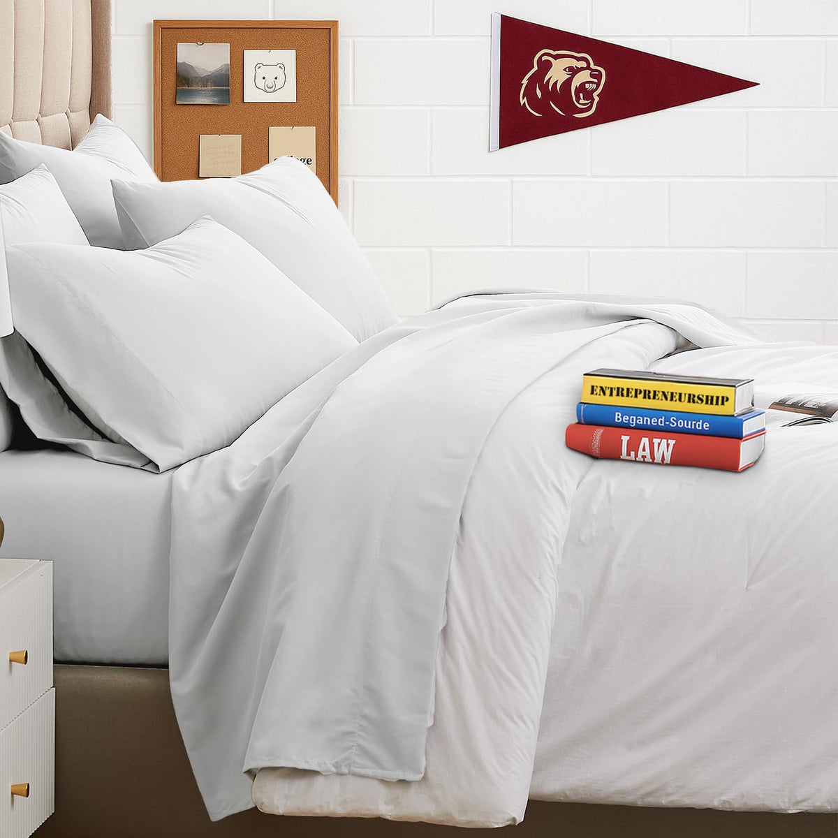 Southshore Fine Living, Inc. 4-Piece, 21-Inch Deep Pocket Twin Sheets Set with Fitted Sheet, Soft Microfiber, Oversized Flat Sheet, 2 Pillow Cases Standard Size, Hotel Collection Twin Bed White Sheets