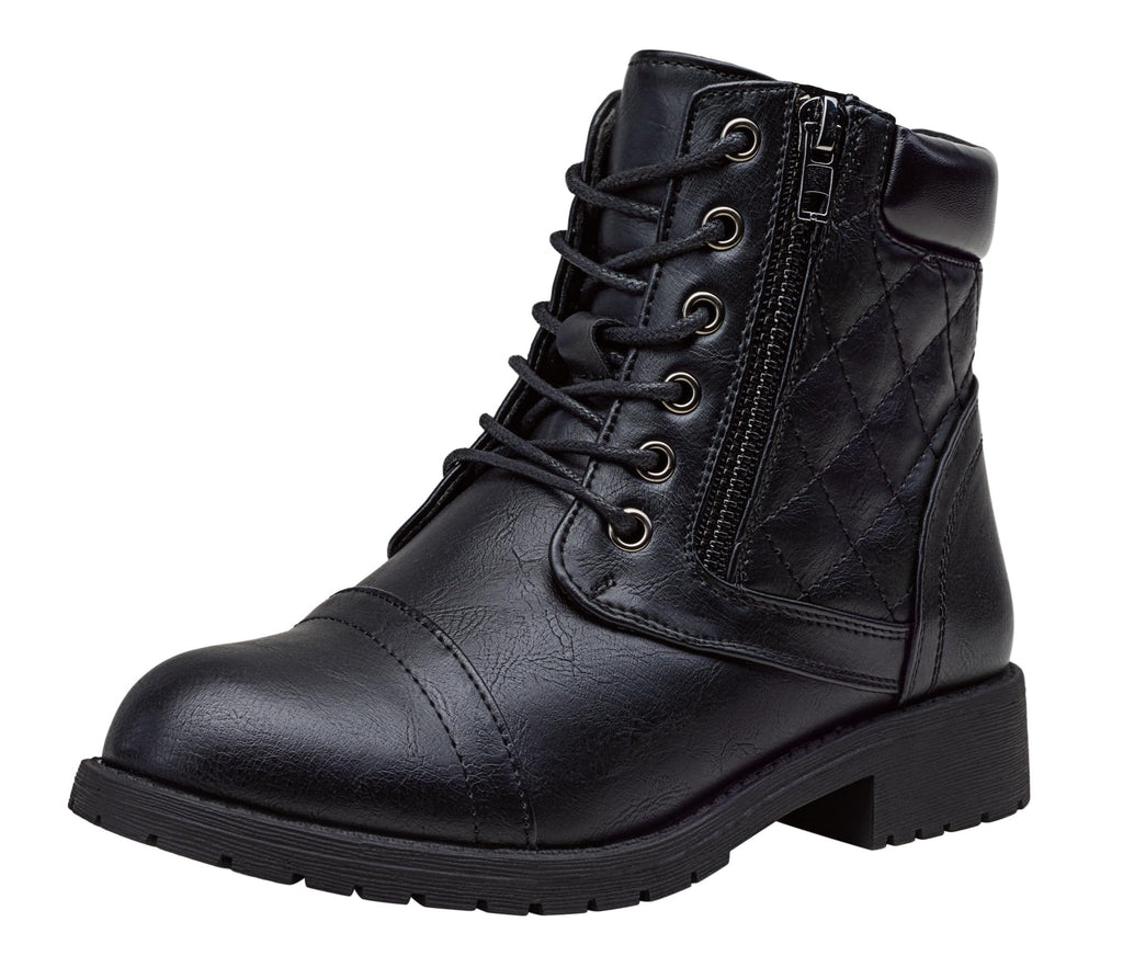 Vepose Women's Combat Ankle Boots Lace up Comfortable Short Booties Low Heel