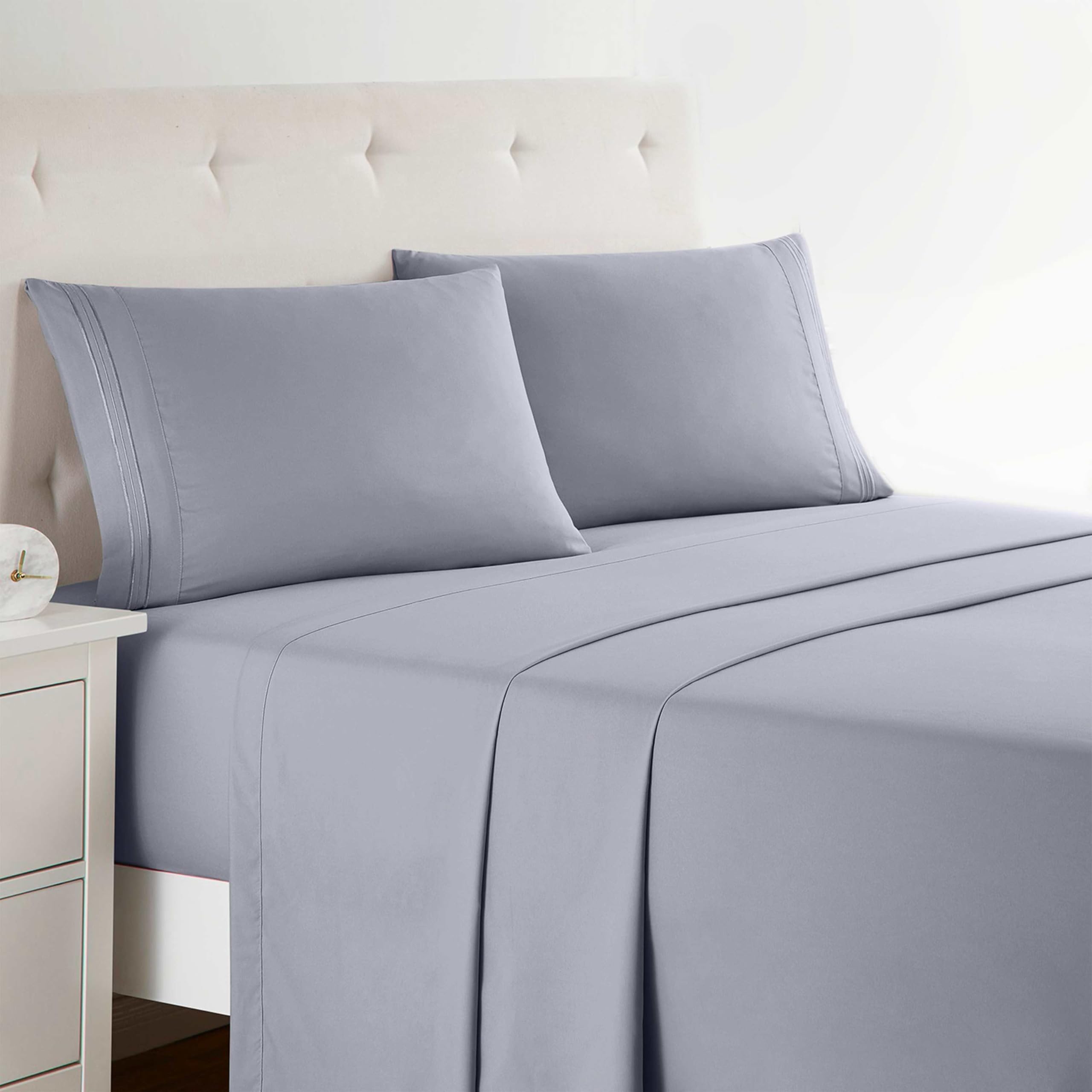 Clara Clark Bed Sheets, Premier 1800 Series 4 Piece Bed Sheet Set, Deep Pocket, Wrinkle, Fade, Stain Resistant, Luxury Soft Bedding Sheets & Pillowcases, Twin, Beach Blue