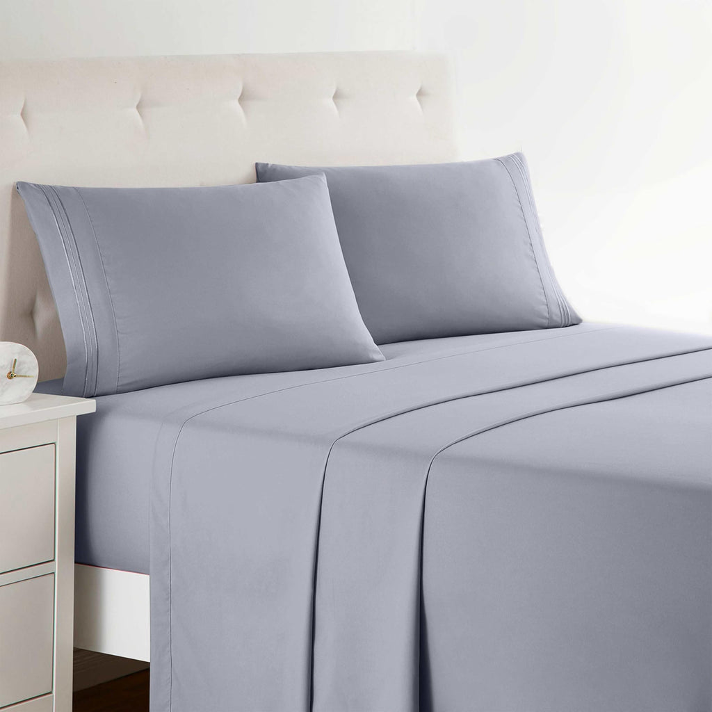 Clara Clark Bed Sheets, Premier 1800 Series 4 Piece Bed Sheet Set, Deep Pocket, Wrinkle, Fade, Stain Resistant, Luxury Soft Bedding Sheets & Pillowcases, Twin, Beach Blue