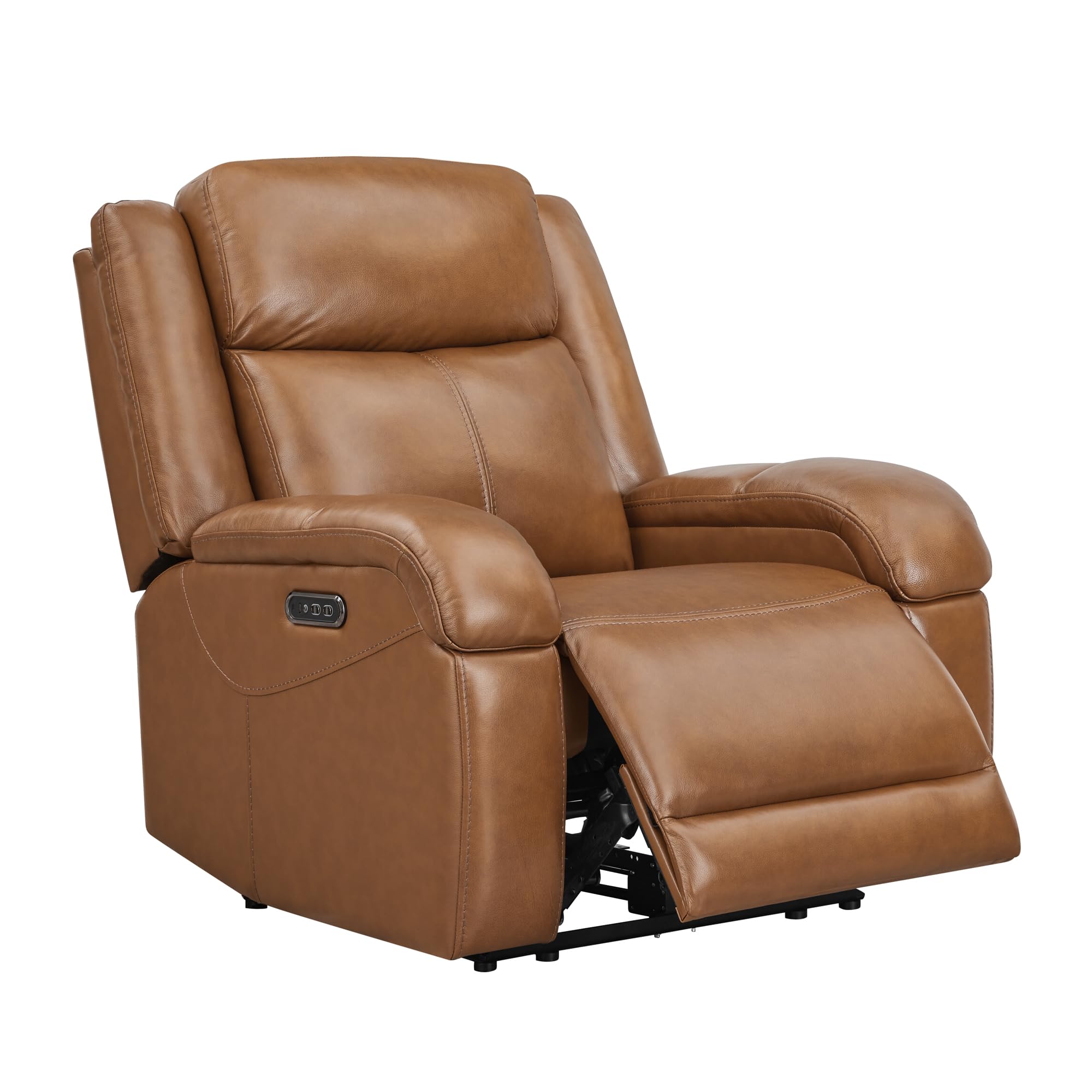 Watson & Whitely Genuine Leather Power Recliner Chairs for Adults, Wall Hugger RV Recliner with Power Headrest & Charging Ports, Electric Recliner Sofa Chair for Living Room, Black