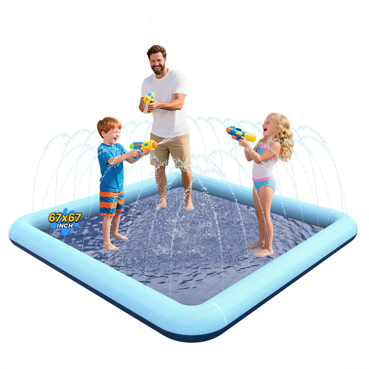 VISTOP 67" Non-Slip Splash Pad for Kids and Dogs, Thickened Sprinkler Pool for Toddlers, Outdoor Backyard Water Toys, Fun Fountain Play Mat for Babies, Children & Pets Blue