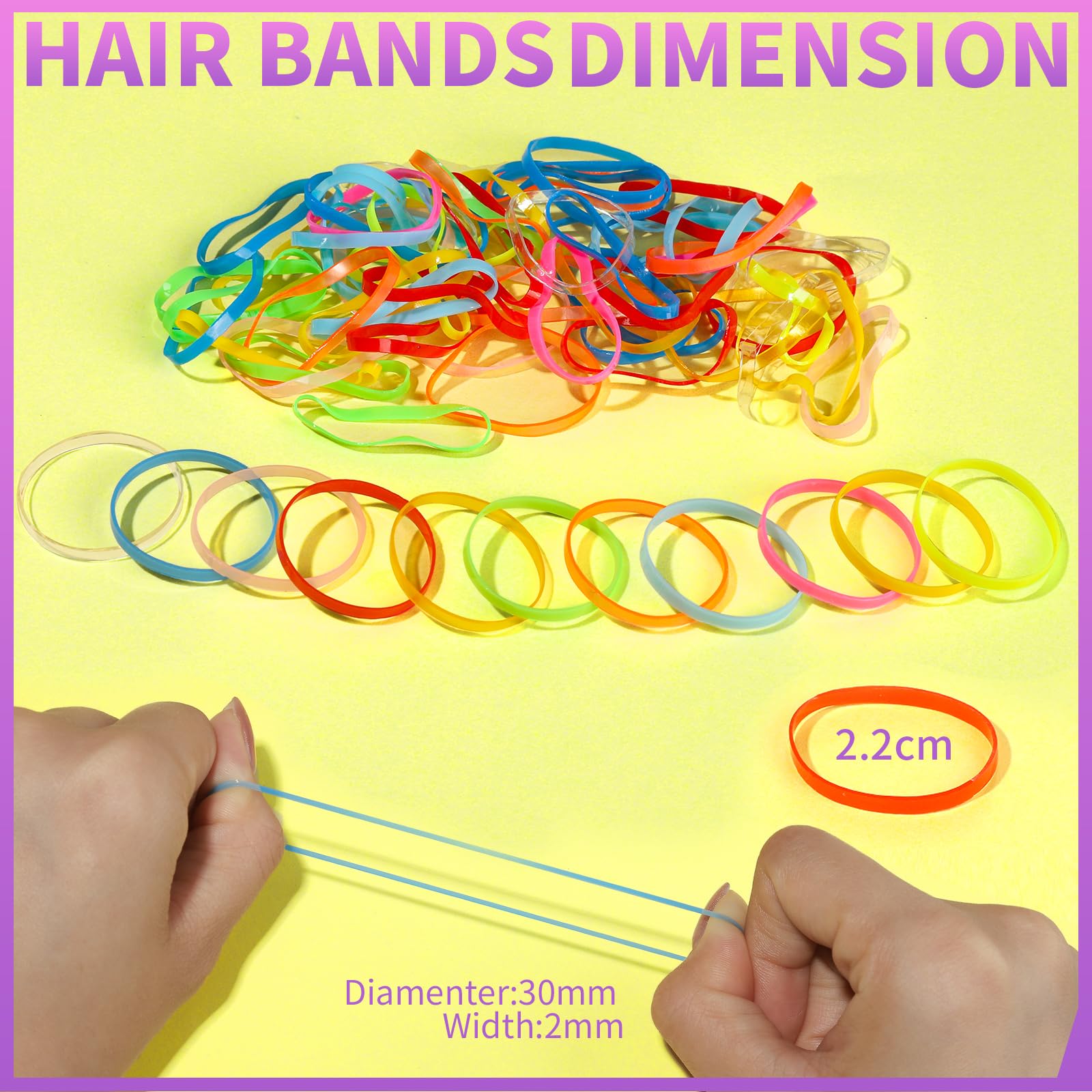Teenitor Clear Elastic Hair Bands, 2000pcs Mini Hair Rubber Bands, Hair Ties, Soft Hair Elastics Ties, 2mm in Width and 30mm in Length