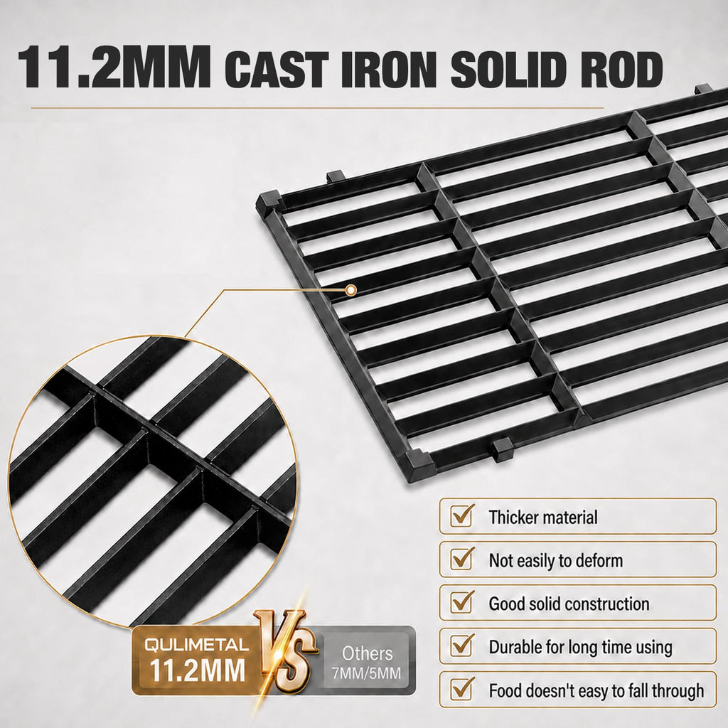 Grill Parts for Weber Genesis 300 Grills with Front Control Knob, Grill Grates for Genesis E310 S310 E/S320 E/S330, 17.5" Flavorizer Bars&Heat Deflectors, 19.5" Grill Grates for Weber 7524 7621 65505