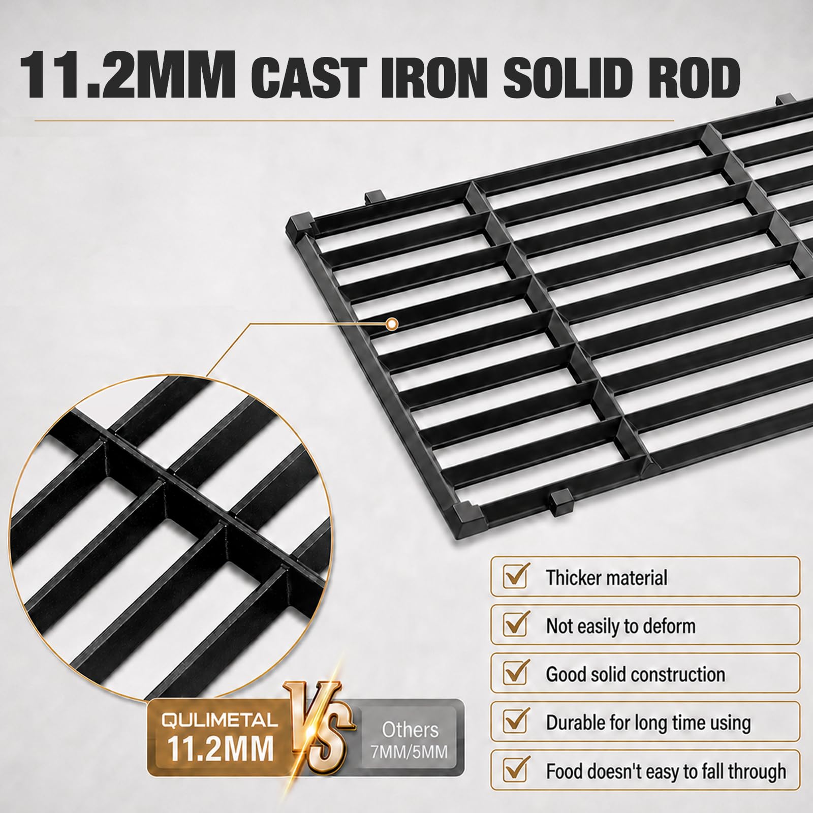 Grill Parts for Weber Genesis 300 Grills with Front Control Knob, Grill Grates for Genesis E310 S310 E/S320 E/S330, 17.5" Flavorizer Bars&Heat Deflectors, 19.5" Grill Grates for Weber 7524 7621 65505
