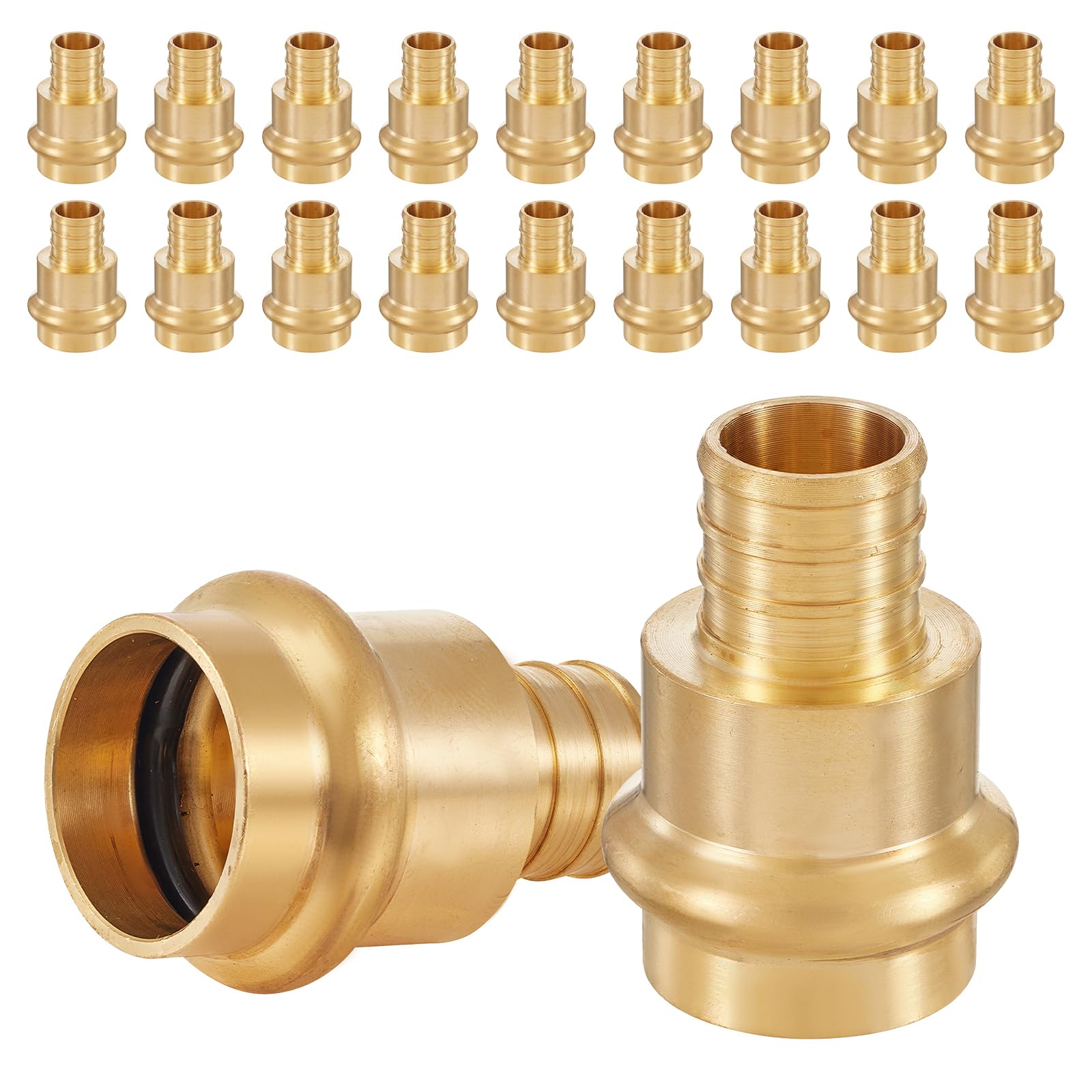 (Pack of 2) EFIELD 1" Copper Press X 1" PEX Crimp Coupling Brass Adapters For Copper and Pex Pipe Connection,(PEX1807388-2PCS)