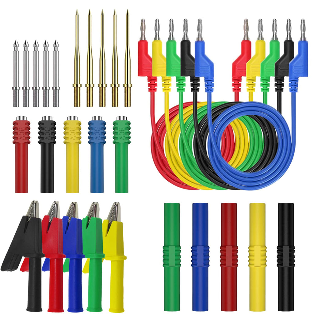 12pc Multimeter Test Leads,Test Leads with Alligator Clips,Test Hook,Banana Plug Leads,Telescopic Testing Hook,Suitable for Fluke, Kaiweets, Innova Multimeter, Voltmeter, Clamp Meter