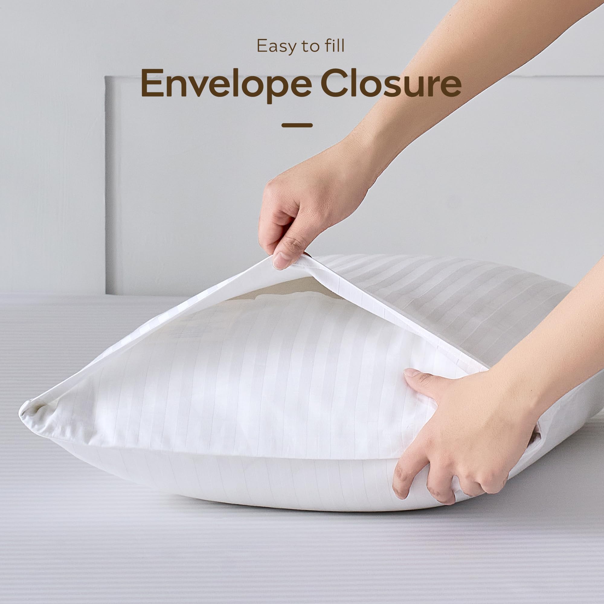 JELLYMONI Cotton Striped Pillowcases Set of 2, Sage Green, Standard | Soft breathable feel, Envelope closure, 400TC cotton, Machine washable, Gentle on skin