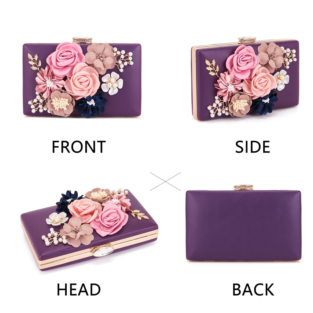 Evening Bag for Women, Flower Wedding Evening Clutch Purse Bride Floral Clutch Bag