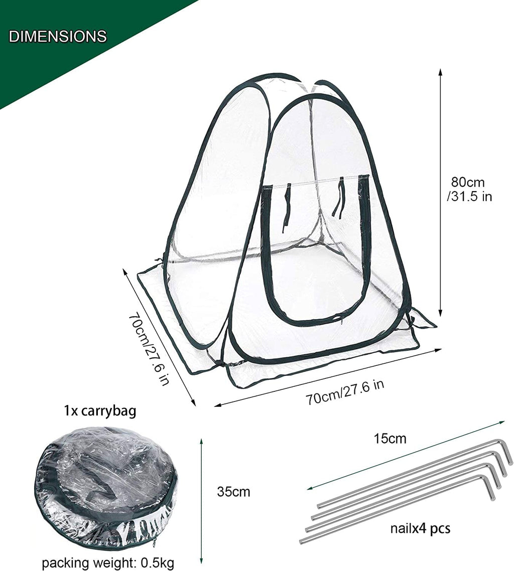 Porayhut Pop Up Greenhouse Tent,Portable X-Large Walk-in Flower House ,Indoor Outdoor Gardening Plant Sunshine Room with PE Mesh Cloth Cover for Protecting Plant from Cold Frost & Birds