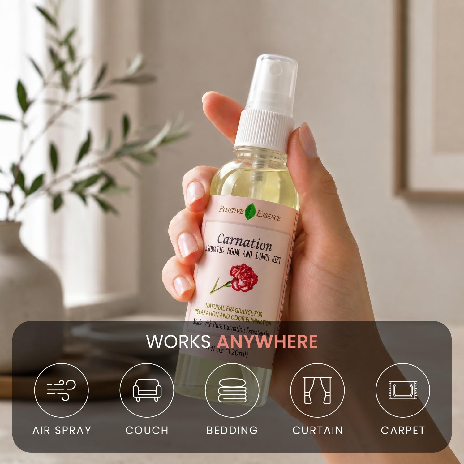 Linen and Room Spray Gift Set, (Lavender, Lemongrass, Rose, & Peppermint), Natural Air Freshener Made with Pure Essential Oils & Minimal Ingredients, Perfect Bathroom Spray or Room Mist, 4-Pack