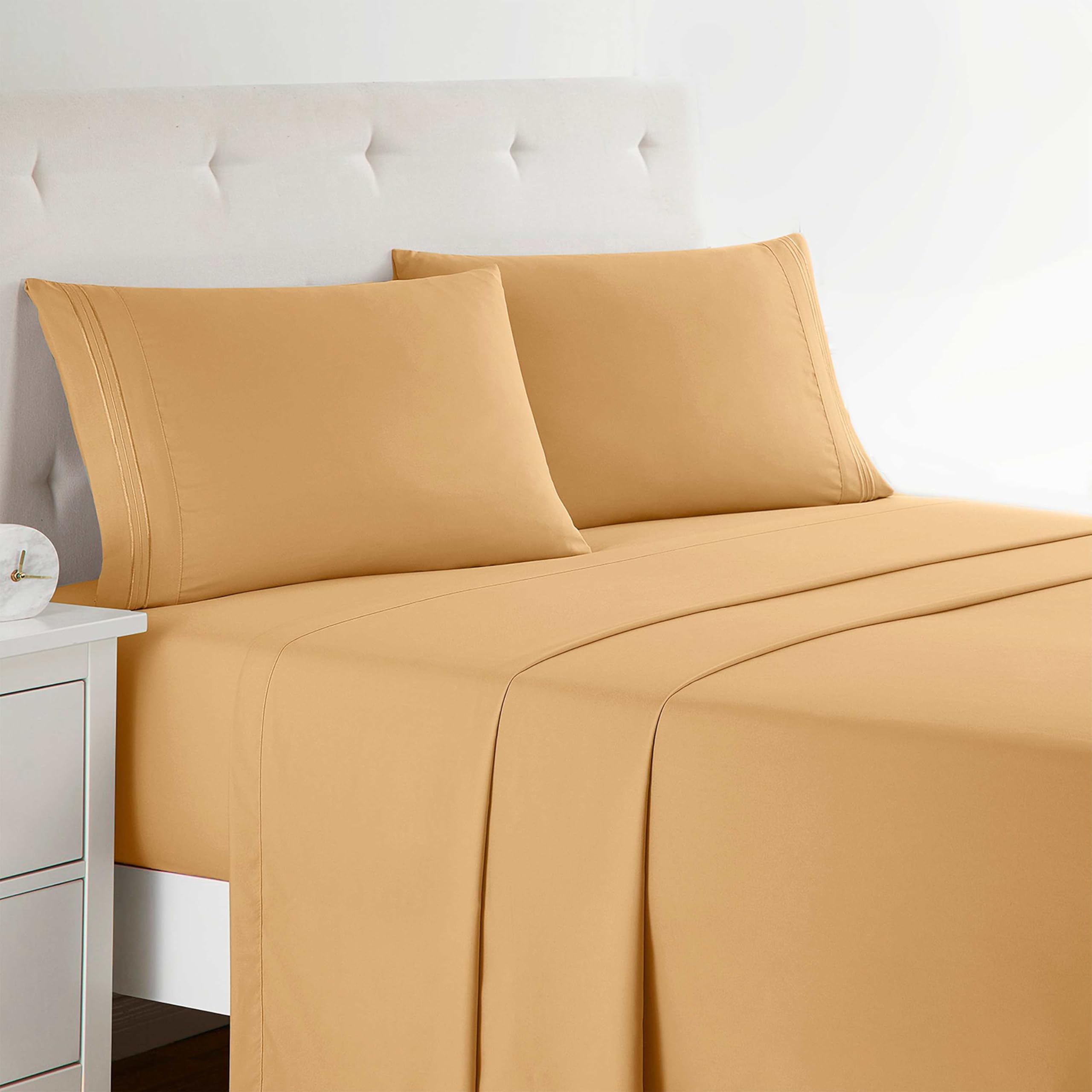 Clara Clark Bed Sheets, Premier 1800 Series 4 Piece Bed Sheet Set, Deep Pocket, Wrinkle, Fade, Stain Resistant, Luxury Soft Bedding Sheets & Pillowcases, Twin, Beach Blue