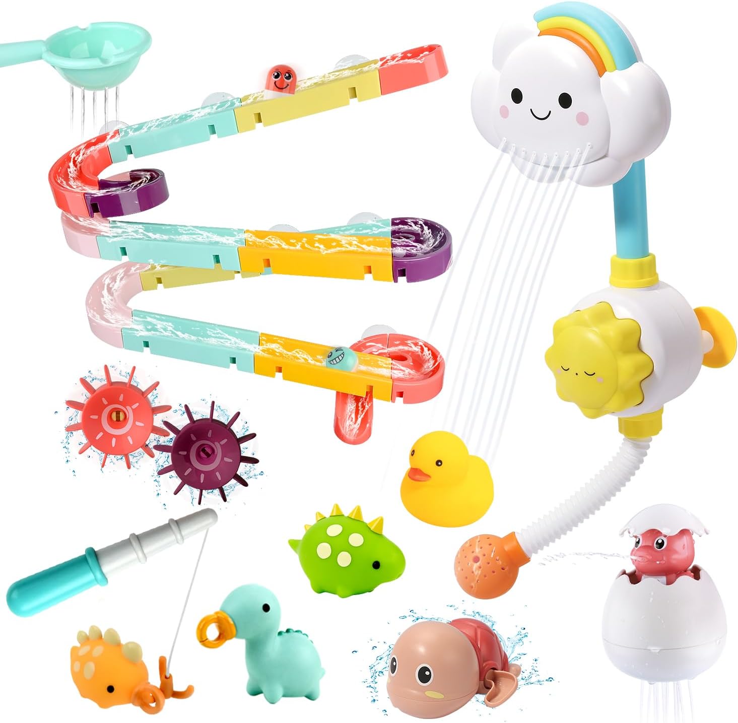 33 PCS Bath Toys for Toddlers and Babies, Bathtub Toy Set with Shower, Rubber Ducks, Floating Toys