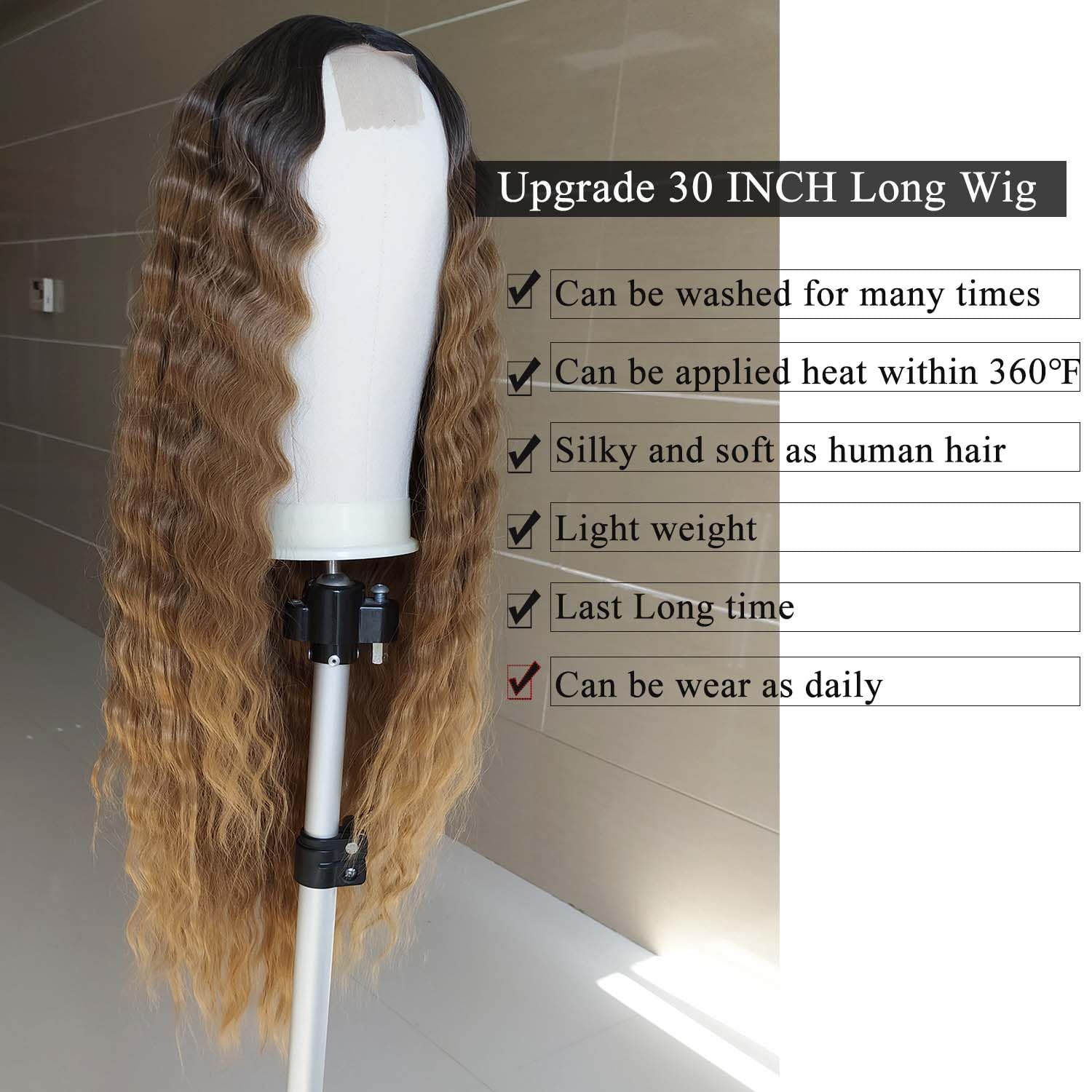 INSTASTYLE 30 Inch Synthetic Curly Wigs for Women Long Black Hair Wig Lace Front 4" Simulated Scalp Natural Loose Deep Wave Crimps Curls Wig As Hair Replacement Wigs 1B