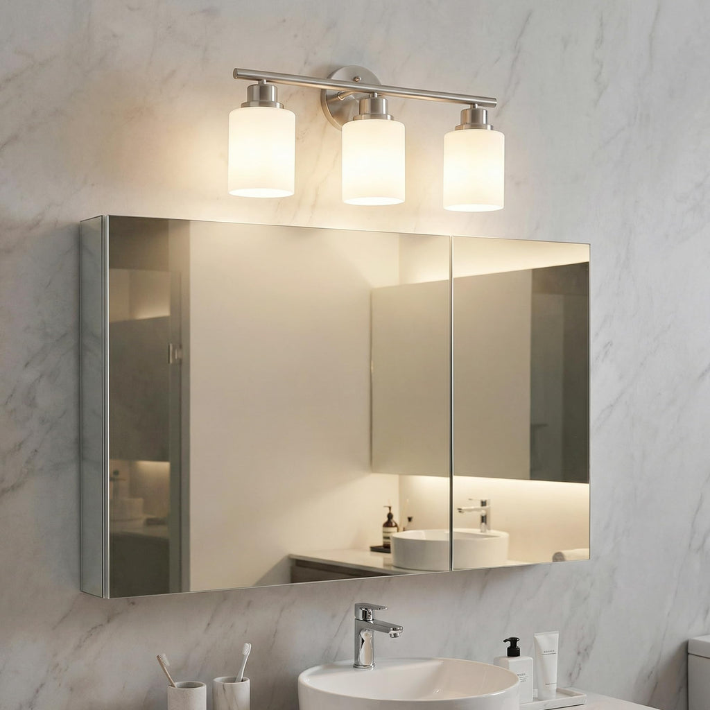 Unicozin 2 Pack Modern Bathroom Light Fixtures, 3 Light Vanity Lights, Black Wall Lamp with Clear Glass for Bathroom, Mirror, Living Room, Bedroom, Hallway, E26 Base