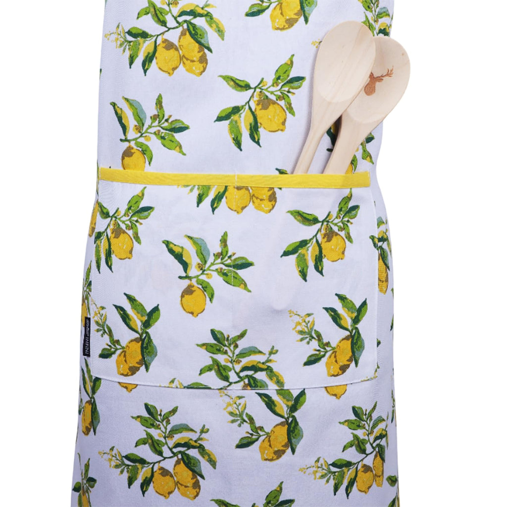 AMOUR INFINI Cotton Aprons for Women with Pocket, Adjustable Strap & Waist Ties - Washable Aprons for Baking, Cooking, Gardening (27.5 x 33 Inches - Blooming Floral)