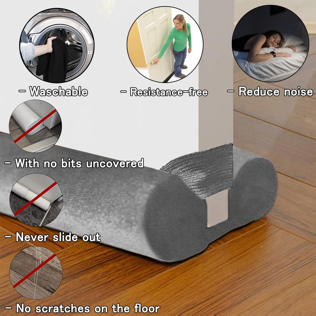 BKSAI Door Draft Stopper for Doors No Adhesive Draught Excluder Under Door Wind Blocker for Bottom of Door,Reduce Noise Draught Excluder Sweep Sound Proof (Beige 24-29IN / Distance Under The Door 1IN)