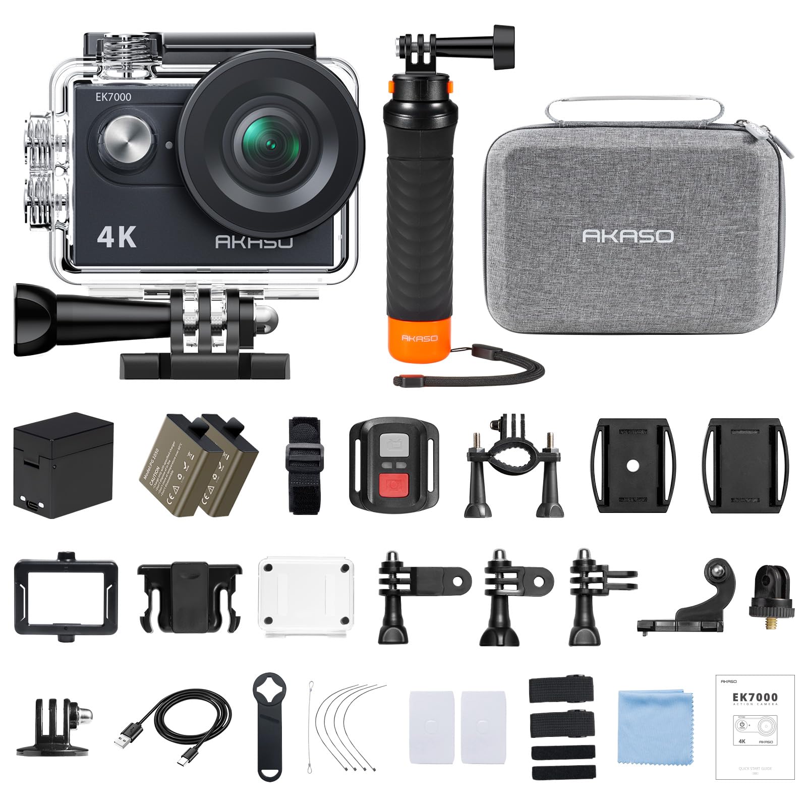AKASO EK7000 4K30FPS 20MP WiFi Action Camera with EIS Ultra HD 131FT Waterproof Underwater Camera Remote Control 4X Zoom Support External Microphone Black