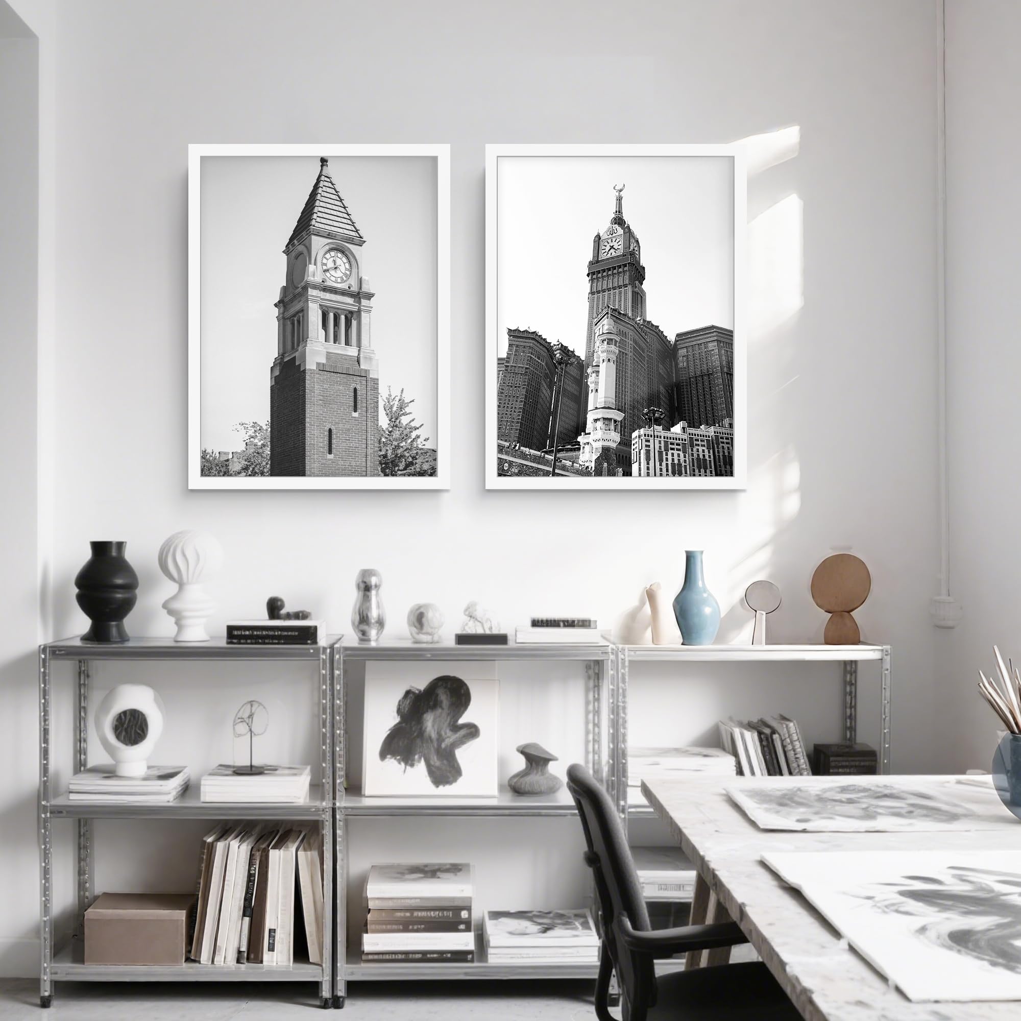 16x24 Black Frame 2 Pack, Engineered Wood for 24 x 16 in Poster | Horizontal or Vertical Wall Mounting, 24x16 Poster Frames for Gallery, Office, and Home Decor