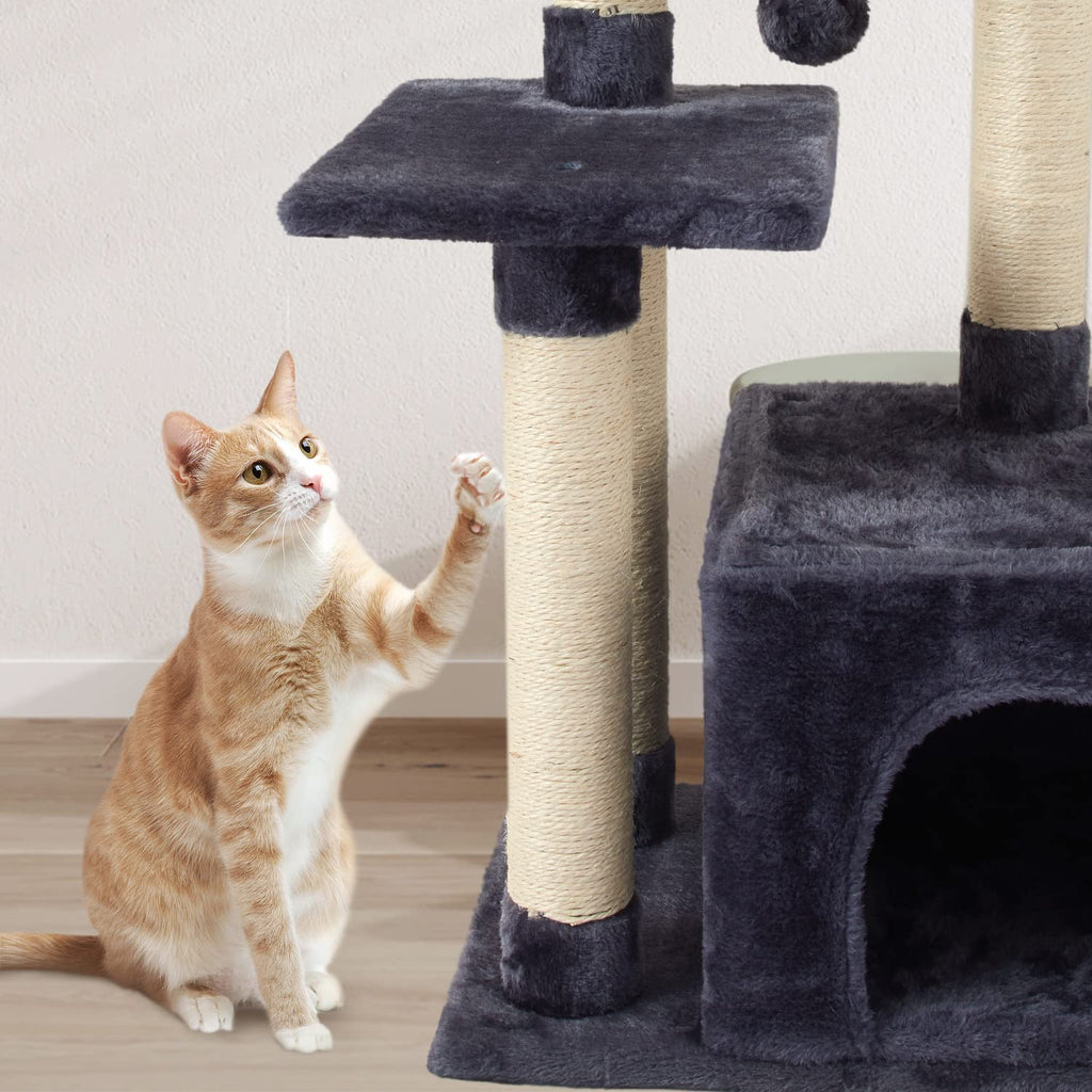 FISH&NAP Cute Cat Tree Kitten Cat Tower for Indoor Cat Condo Sisal Scratching Posts with Jump Platform Cat Furniture Activity Center Play House Beige