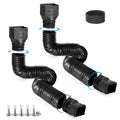 plusgutter 2 Pack Rain Gutter Downspout Extensions, Flexible Downspout Extender with 58"+68" Extendable Pipes for Rain Water Drainage, Durable Down Spout Drain Extension with Connector (Black)