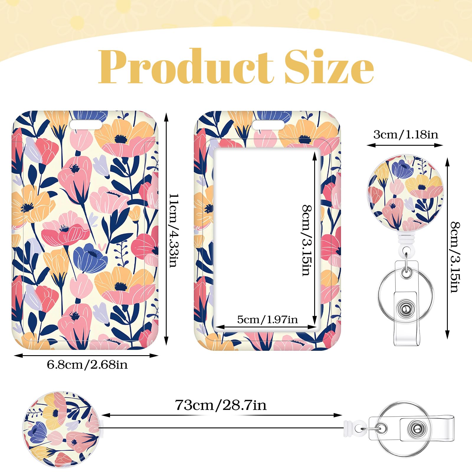 3 Set Badge Holder Retractable Reel Bloom ID Badge Holders with Clip Cute Name Badge Holders for Teacher Nurse Doctor Student Office Workers