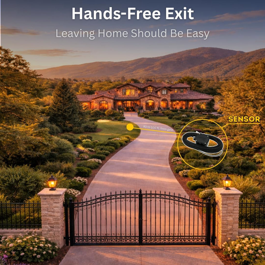Cartell CP-4 Smart Driveway Free Exit Wand Sensor System with 100' Foot Cable for Gate Openers