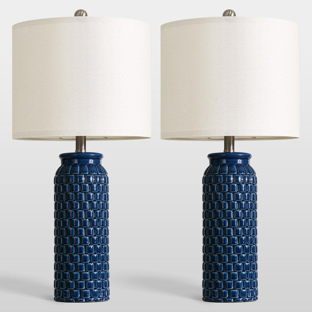 USumkky 20.5" Gold Modern Ceramic Bedside Lamp Set of 2 for Bedroom Decor Farmhouse Table Lamp for Living Room Office Dorm