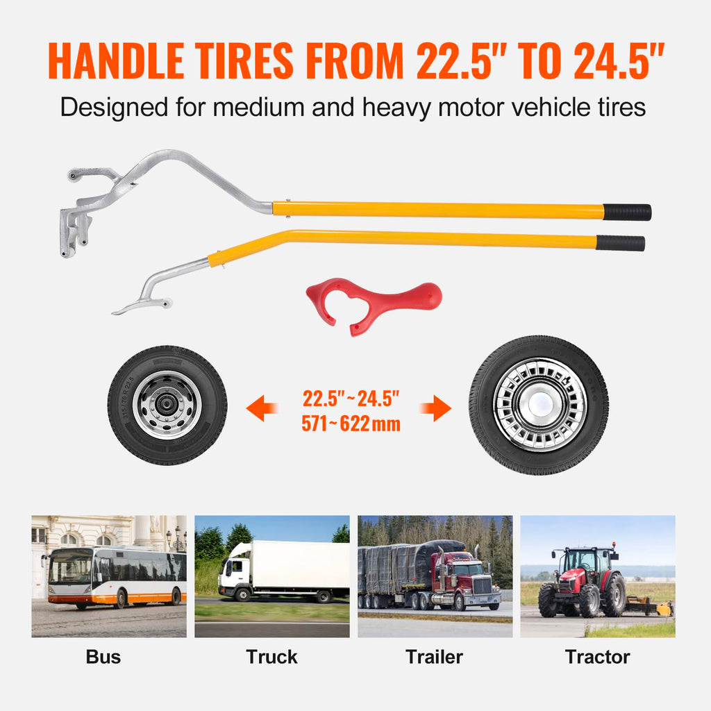 VEVOR Tire Mount Demount Tool 22.5" to 24.5" Tire Changer Steel Bead Breaker Extra Bead Holder Tubeless Truck Manual Tire Changing Tools for Car Repairing(Blue)