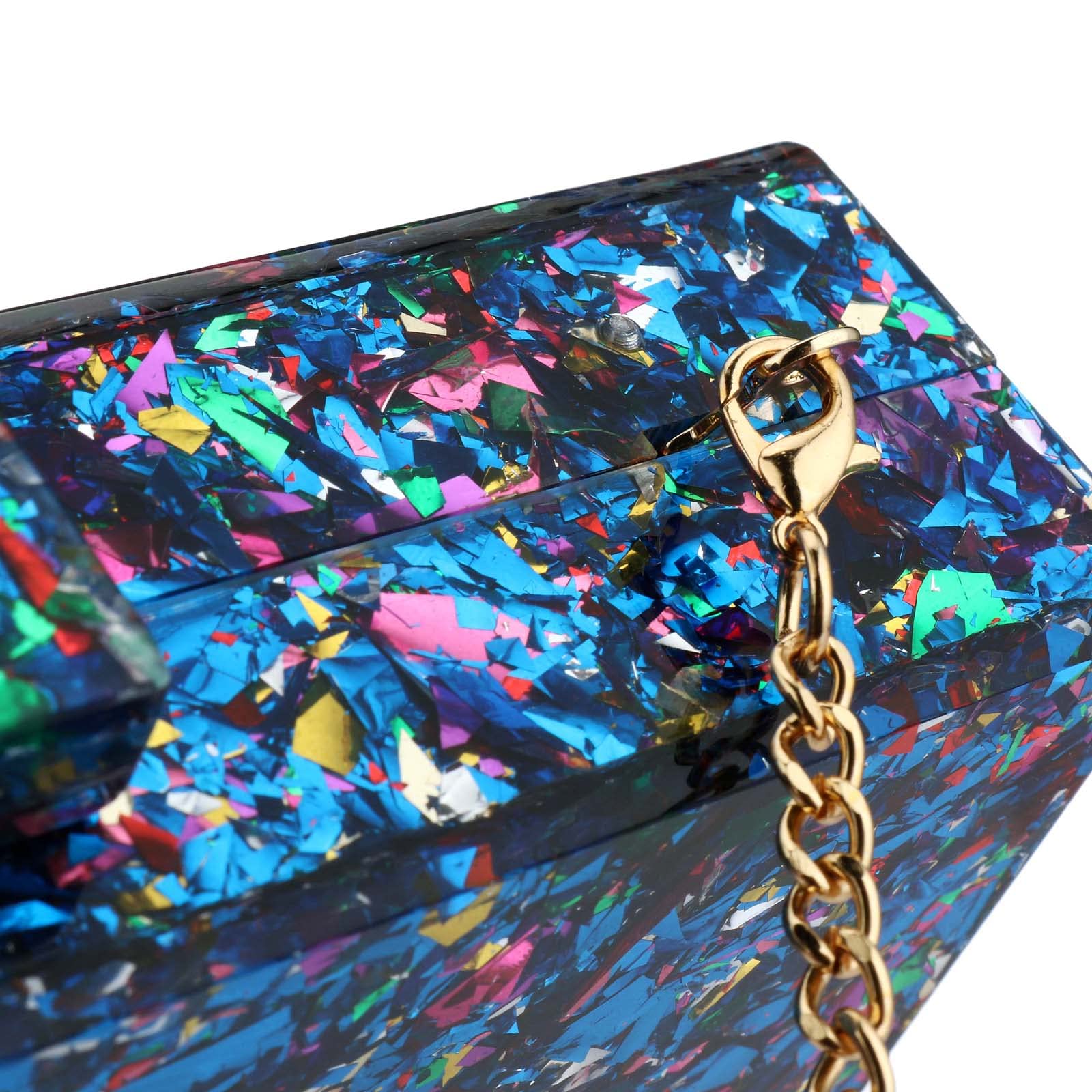 Gets Acrylic Purses and Handbags for Women Multicolor Perspex Geometric Patterns Box Clutch Banquet Evening Crossbody Handbag