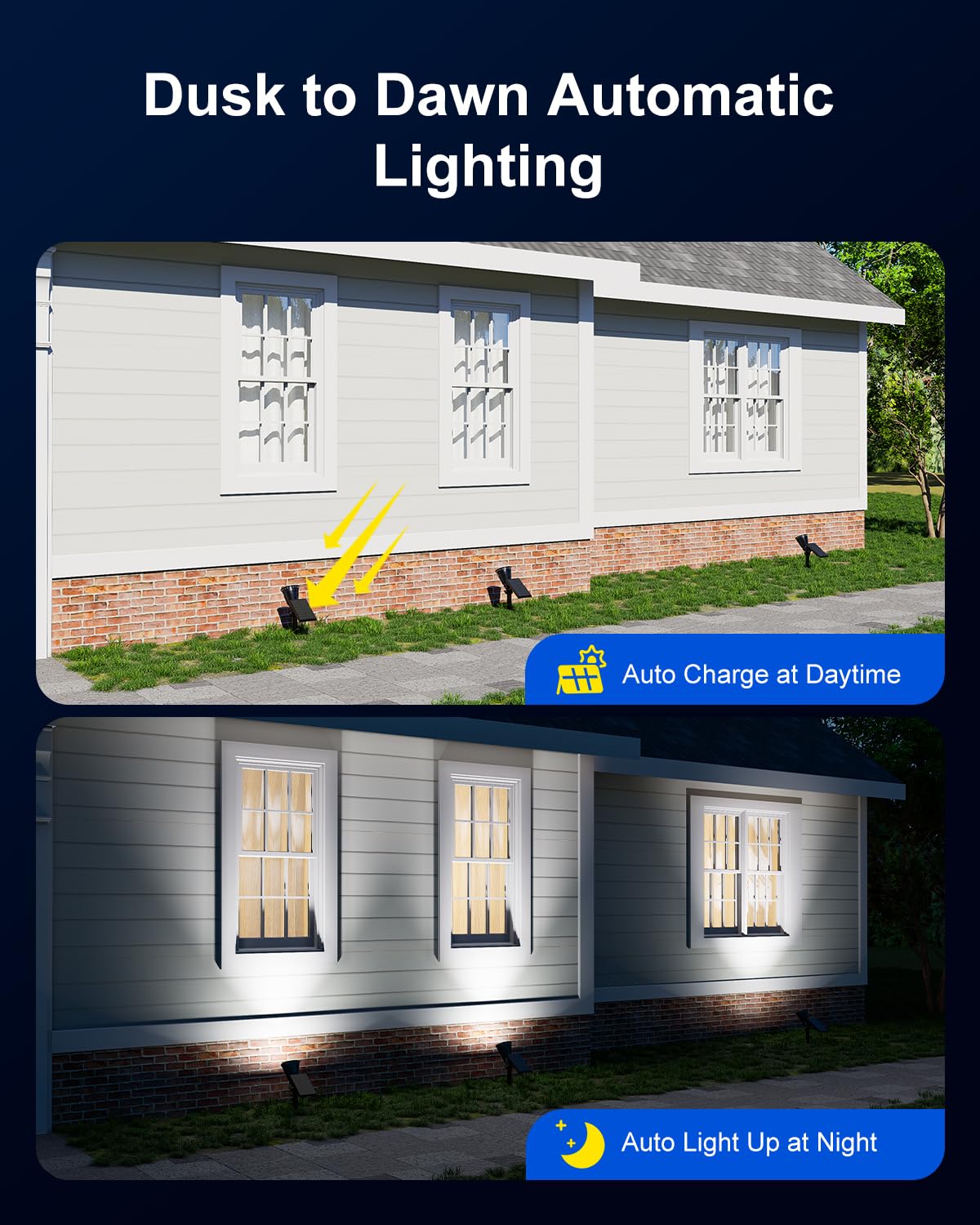Solar Power Spot Lights Outdoor Waterproof for Christmas Decorations, Flag, Tree, Wreath, Santa Claus, Snowman, Bright LED Landscape Lamp Uplights for Outside Garden, Yard, Patio, Sidewalk,Warm White