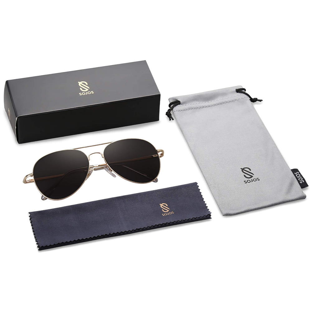 SOJOS Classic Aviator Sunglasses for Women Men Metal Frame Spring Hinges SJ1030