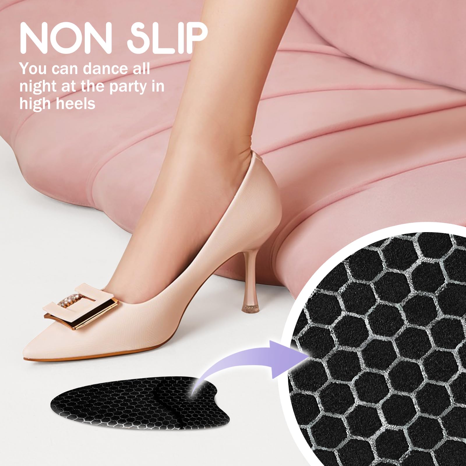 ZAIWOO Metatarsal Pads for Women, Ball of Foot Cushions, Heel Inserts, High Heel Comfort Pads (2 Pairs), Anti Slip, Invisible Design
