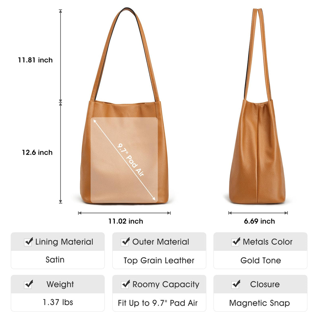Kattee Women Soft Genuine Leather Totes Shoulder Bag Purses and Handbags with Top Magnetic Snap Closure