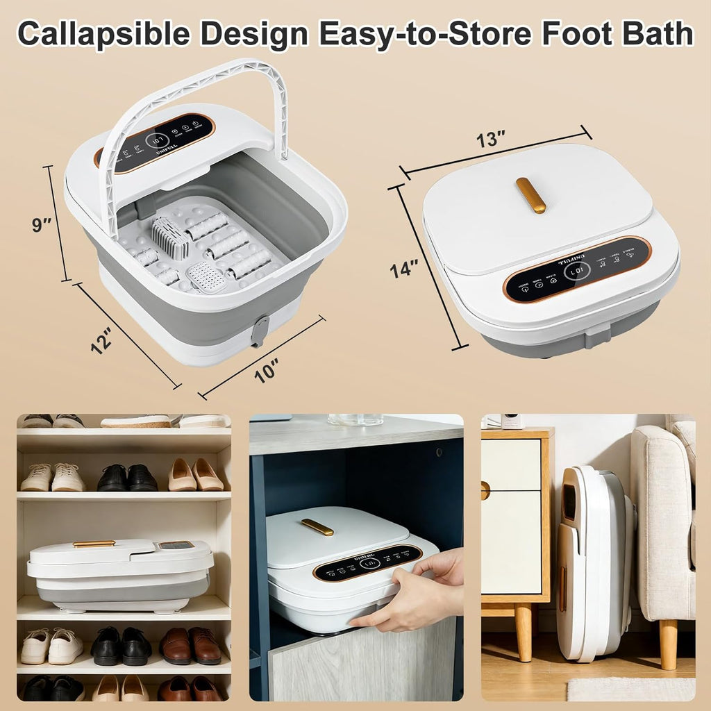 UNIFULL Collapsible Foot Spa Bath with Heat, Touch Screen, Remote Control, Massage Rollers, Timer, Bubble, Foot Pedicure Kit, Temperature Control Pedicure Foot Spa, Foot Bath