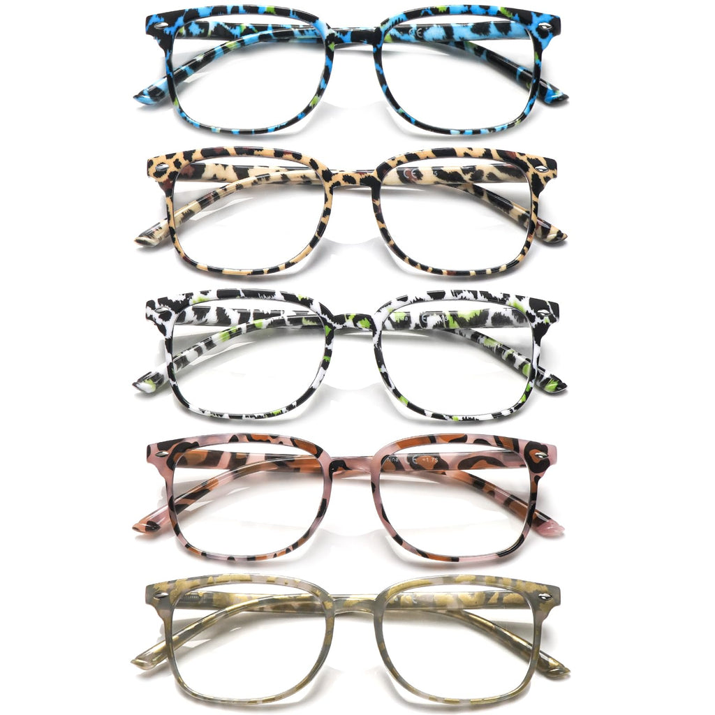 5 Pack Reading Glasses Blue Light Blocking for Women,Computer Readers with Spring Hinge